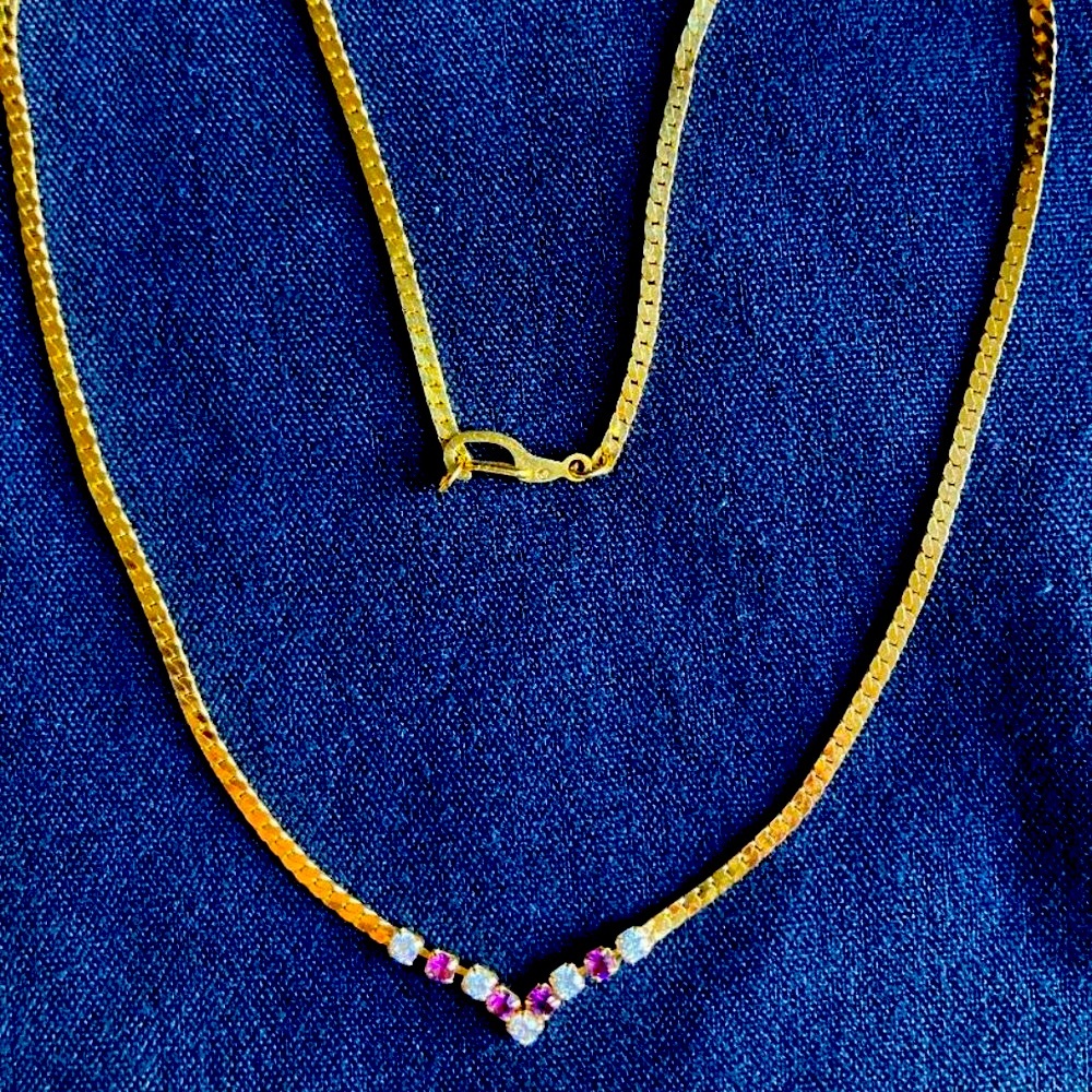 Crystal/Purple Stone Necklace